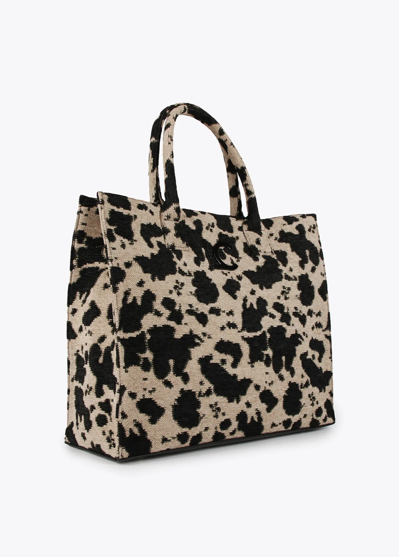 shopper_tejido_animal_4.webp Lola Casademunt Bolsos Shopper | Bolsos Grandes<Shopper tejido animal CRUDO-NEGRO