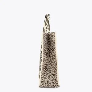 Lola Casademunt Bolsos<Shopper tejido combinado zebra y leopard CRUDO-MARRON