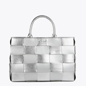Lola Casademunt Bolsos Shopper | Bolsos De Hombro<Shopper trenzado PLATEADO