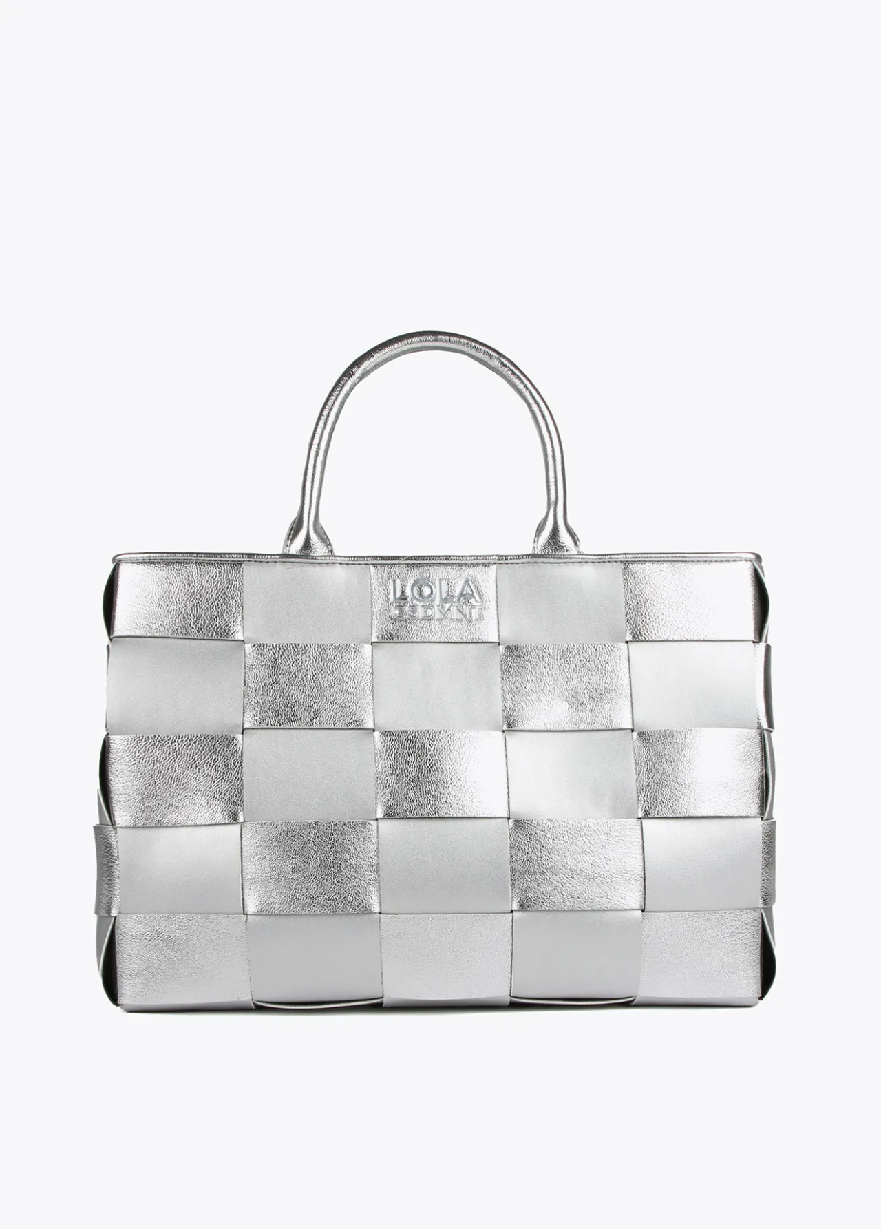 shopper_trenzado_0-2.webp Lola Casademunt Bolsos Shopper | Bolsos De Hombro<Shopper trenzado PLATEADO