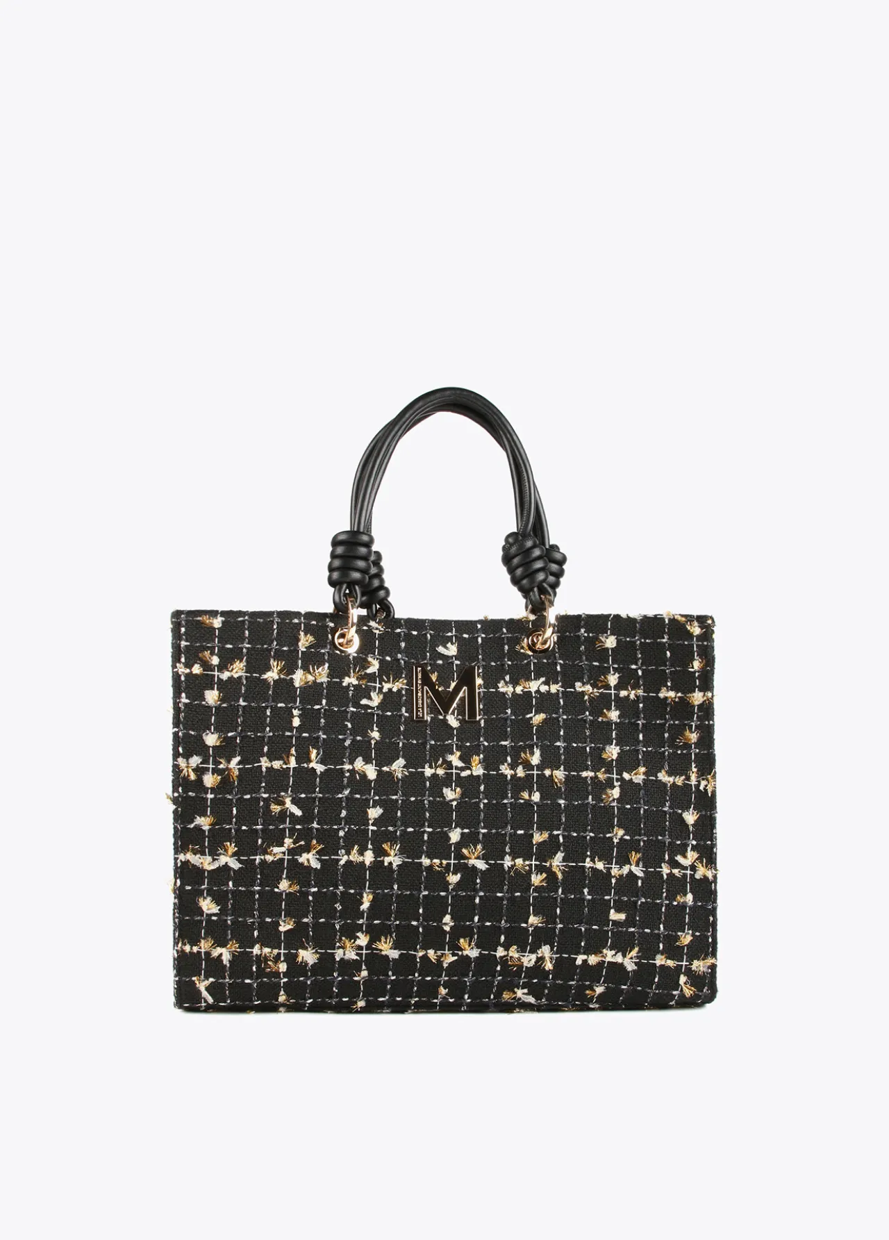 shopper_tweed_0.webp Lola Casademunt Bolsos Shopper | Bolsos Grandes<Shopper tweed NEGRO-METAL