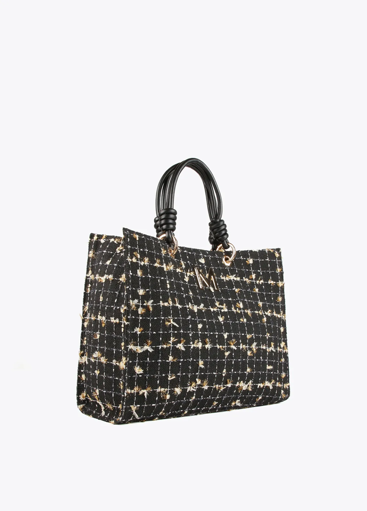 shopper_tweed_4.webp Lola Casademunt Bolsos Shopper | Bolsos Grandes<Shopper tweed NEGRO-METAL