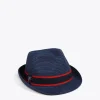 Lola Casademunt Gorros Sombreros Y Guantes<Sombrero de paja azul y cinta logotipada - Lola Casademunt CRUDO