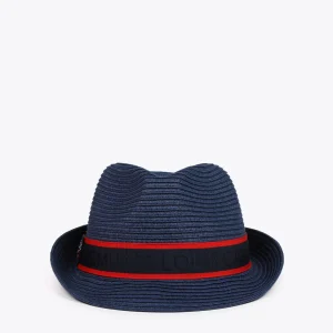 Lola Casademunt Gorros Sombreros Y Guantes<Sombrero de paja azul y cinta logotipada - Lola Casademunt CRUDO