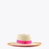 Lola Casademunt Accesorios | Baño<Sombrero efecto ráfia y bordados FUCSIA