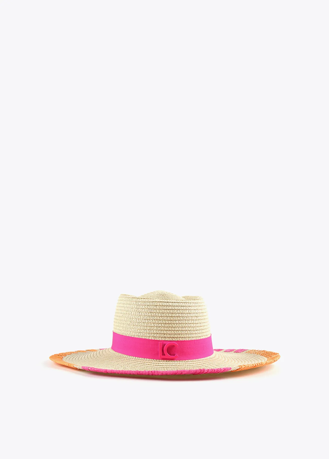 sombrero_efecto_rfia_y_bordados_0.webp Lola Casademunt Accesorios | Baño<Sombrero efecto ráfia y bordados FUCSIA
