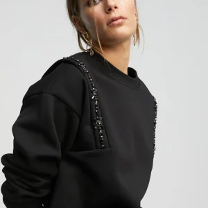 Lola Casademunt Sudaderas<Sudadera con pedrería NEGRO
