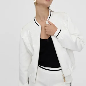 Lola Casademunt Chaquetas Y Gabardinas<Sudadera cremallera con lentejuelas CRUDO