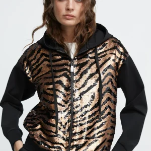 Lola Casademunt Animal Print | Sudaderas<Sudadera lentejuelas NEGRO-METAL