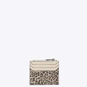 Lola Casademunt Bolsos | Accesorios<Tarjetero animal print zebra CRUDO-MARRON