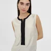 Lola Casademunt Camisetas Y Tops | Camisas Y Blusas<Top bicolor con aberturas CRUDO-NEGRO