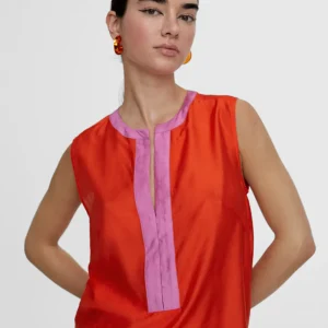 Lola Casademunt Camisas Y Blusas | Camisetas Y Tops<Top bicolor con aberturas CRUDO-NEGRO