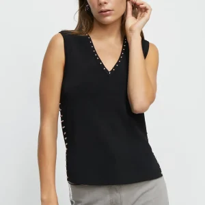 Lola Casademunt Camisetas Y Tops | Punto<Top de punto tachas NEGRO