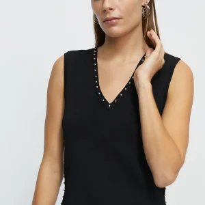 Lola Casademunt Camisetas Y Tops | Punto<Top de punto tachas NEGRO