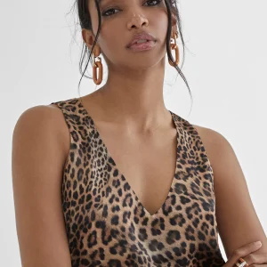 Lola Casademunt Camisetas Y Tops<Top estampado animal LILA-NEGRO