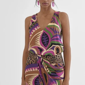 Lola Casademunt Camisetas Y Tops<Top estampado multicolor LILA-NEGRO