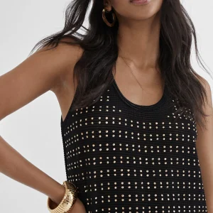 Lola Casademunt Camisetas Y Tops<Top largo con piezas metalicas NEGRO