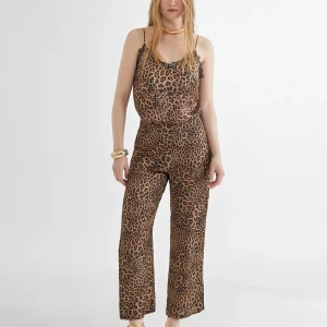 Lola Casademunt Camisetas Y Tops<Top lencero animal print MARRON-NEGRO