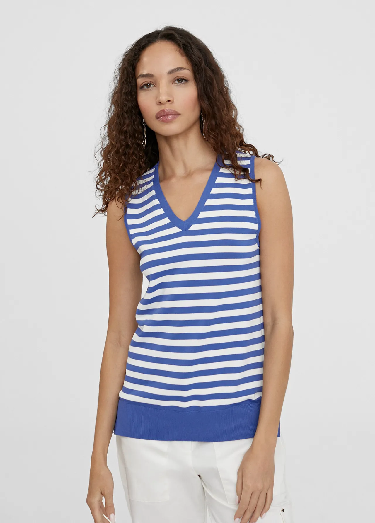 top_punto_bicolor_0.webp Lola Casademunt Camisetas Y Tops | Punto<Top punto bicolor AZUL-BLANCO