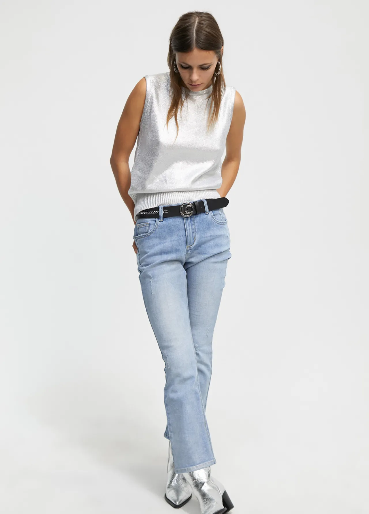 top_punto_laminado_2.webp Lola Casademunt Camisetas Y Tops | Punto<Top punto laminado PLATEADO