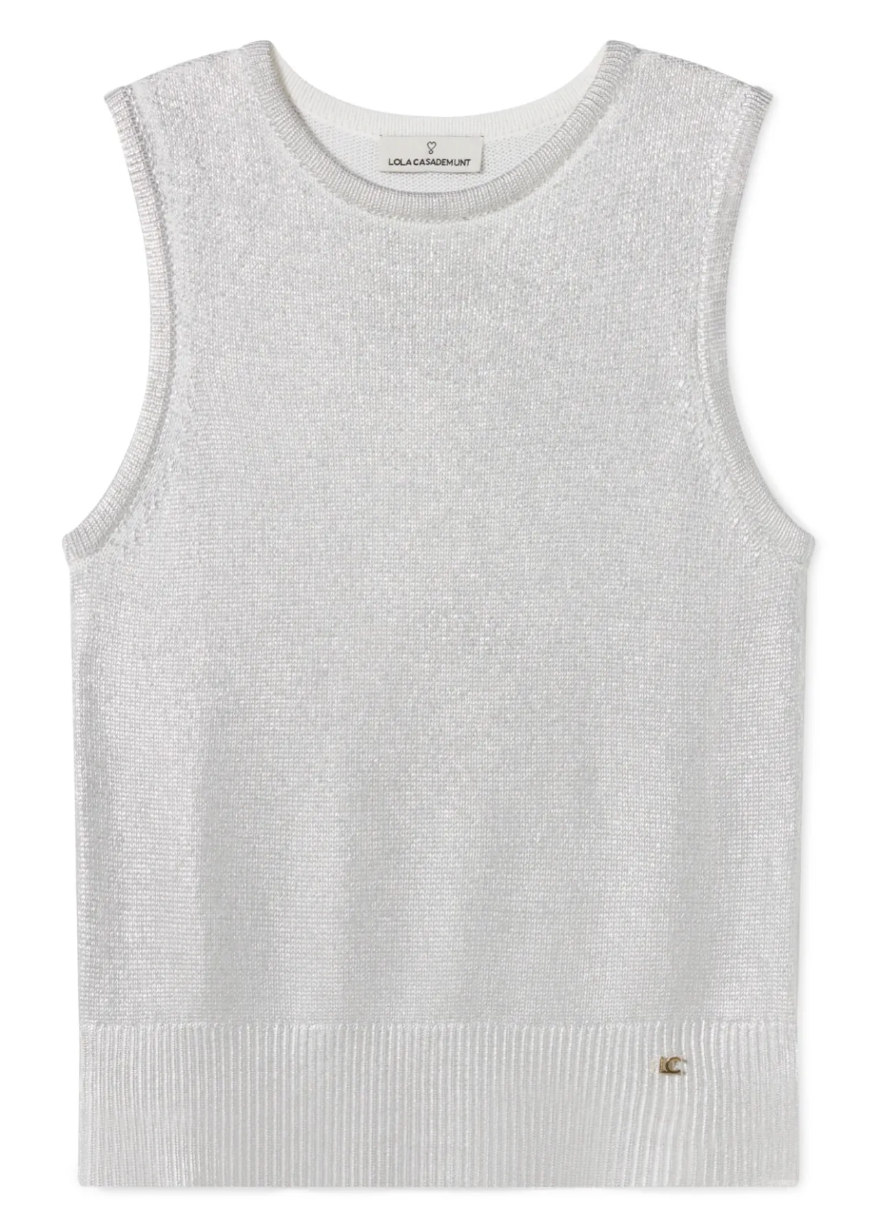 top_punto_laminado_6.webp Lola Casademunt Camisetas Y Tops | Punto<Top punto laminado PLATEADO