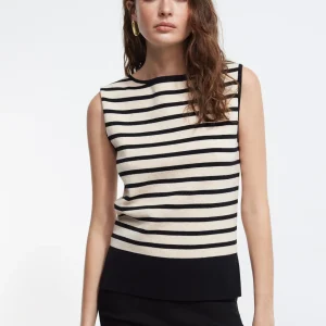 Lola Casademunt Camisetas Y Tops | Punto<Top punto rayas NEGRO-CRUDO
