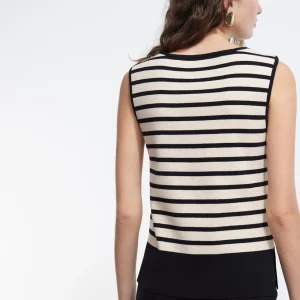 Lola Casademunt Camisetas Y Tops | Punto<Top punto rayas NEGRO-CRUDO
