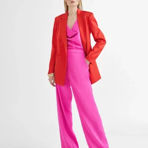 Lola Casademunt Camisetas Y Tops<Top satinado con drapeado FUCSIA