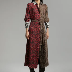 Lola Casademunt Animal Print | Vestidos Y Faldas<Vestido animal print combinado ROJO-VERDE