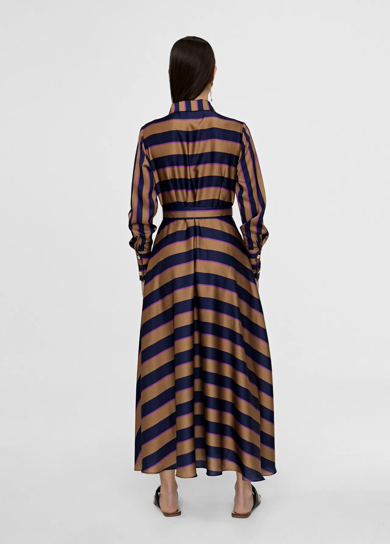 vestido_camisero_de_rayas_2.webp Lola Casademunt Vestidos Y Faldas<Vestido camisero de rayas AZUL-MARRON