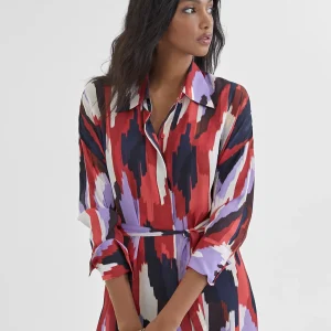 Lola Casademunt Vestidos Y Faldas<Vestido camisero largo y multicolor LILA-ROJO