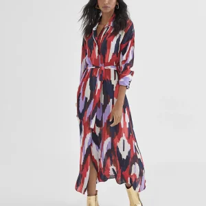 Lola Casademunt Vestidos Y Faldas<Vestido camisero largo y multicolor LILA-ROJO