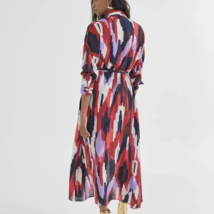 Lola Casademunt Vestidos Y Faldas<Vestido camisero largo y multicolor LILA-ROJO