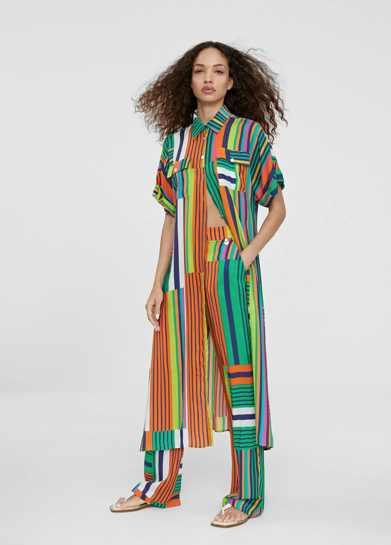 vestido_camisero_multicolor_0.webp Lola Casademunt Vestidos Y Faldas | Americanas Y Blazers<Vestido camisero multicolor VERDE-NARANJA