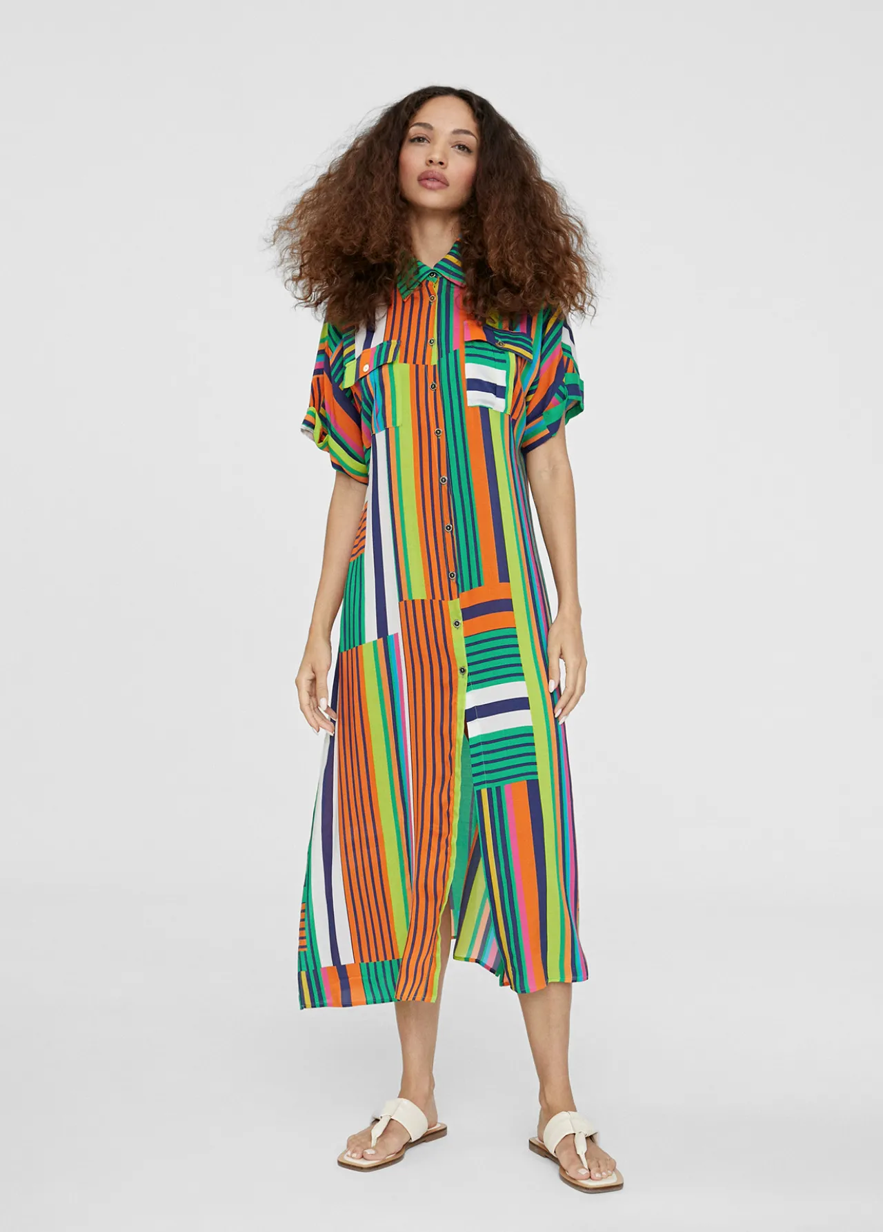 vestido_camisero_multicolor_2.webp Lola Casademunt Vestidos Y Faldas | Americanas Y Blazers<Vestido camisero multicolor VERDE-NARANJA