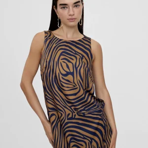 Lola Casademunt Camisetas Y Tops | Vestidos Y Faldas<Vestido corto animal print cebra MARRON-AZUL