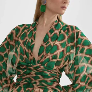 Lola Casademunt Vestidos Y Faldas<Vestido corto fluido estampado VERDE-MARRON