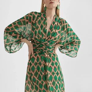Lola Casademunt Vestidos Y Faldas<Vestido corto fluido estampado VERDE-MARRON