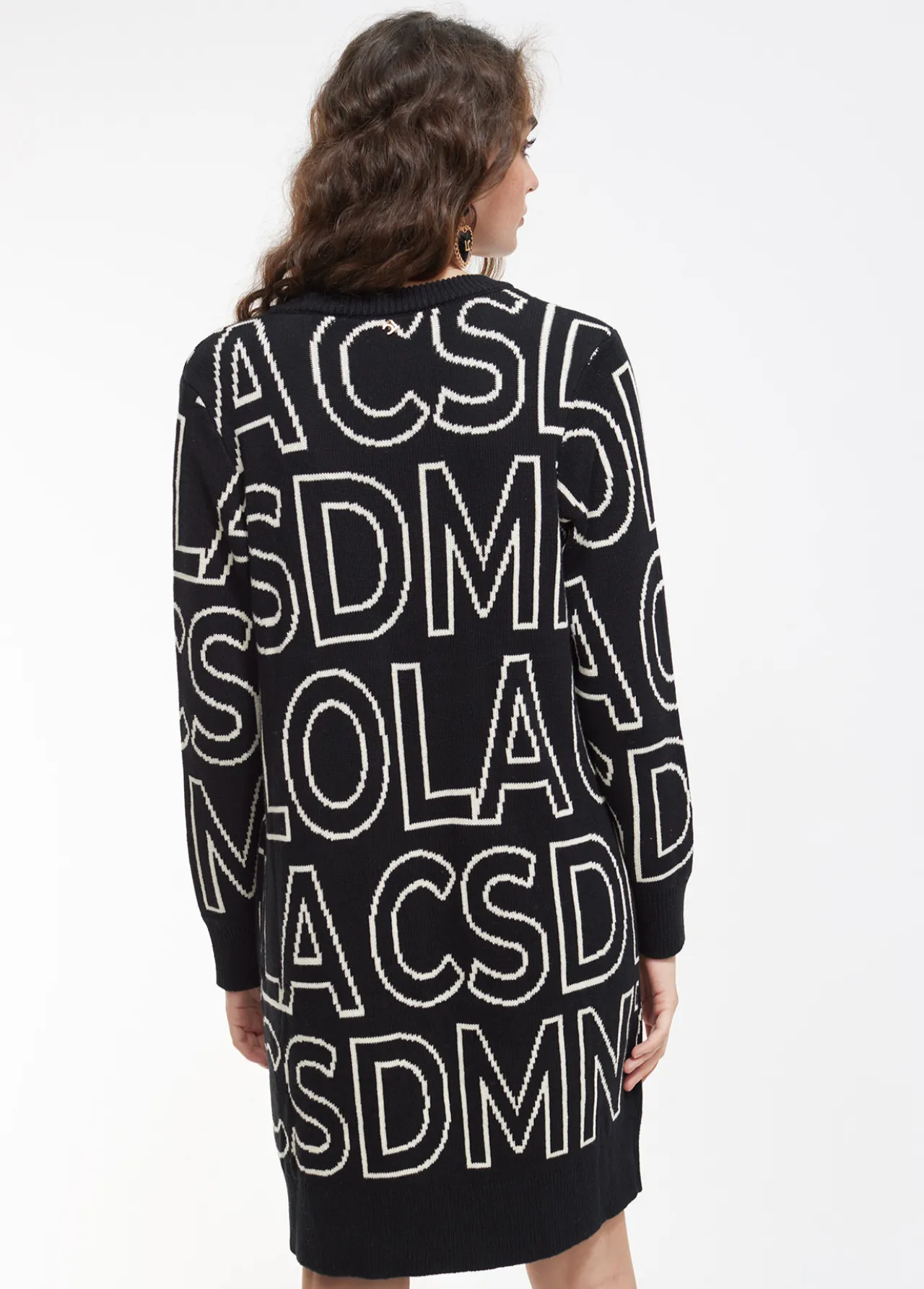 vestido_de_punto_letras_2.webp Lola Casademunt Punto | Vestidos Y Faldas<Vestido de punto letras NEGRO-BLANCO