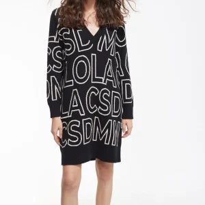 Lola Casademunt Punto | Vestidos Y Faldas<Vestido de punto letras NEGRO-BLANCO