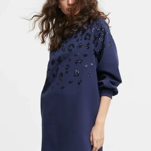 Lola Casademunt Vestidos Y Faldas<Vestido detalle lentejuelas AZULNOCHE