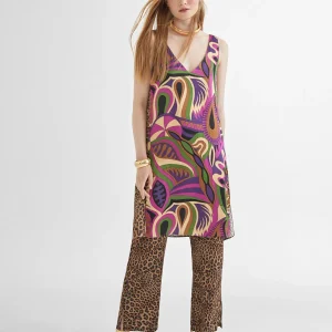 Lola Casademunt Vestidos Y Faldas<Vestido estampado animal combinado LILA-NEGRO