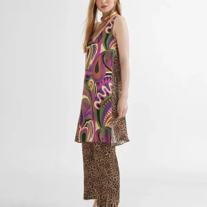 Lola Casademunt Vestidos Y Faldas<Vestido estampado animal combinado LILA-NEGRO
