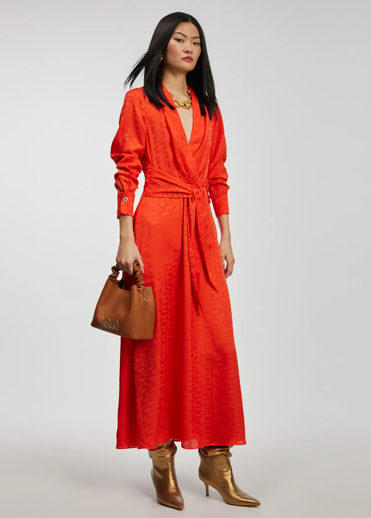 vestido_estampado_logo_0-6.webp Lola Casademunt Vestidos Y Faldas<Vestido estampado logo NARANJA-NARANJA