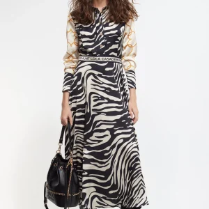 Lola Casademunt Animal Print | Vestidos Y Faldas<Vestido estampado zebra NEGRO-CRUDO