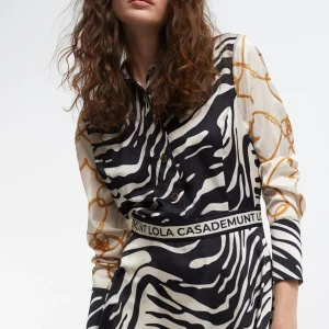 Lola Casademunt Animal Print | Vestidos Y Faldas<Vestido estampado zebra NEGRO-CRUDO
