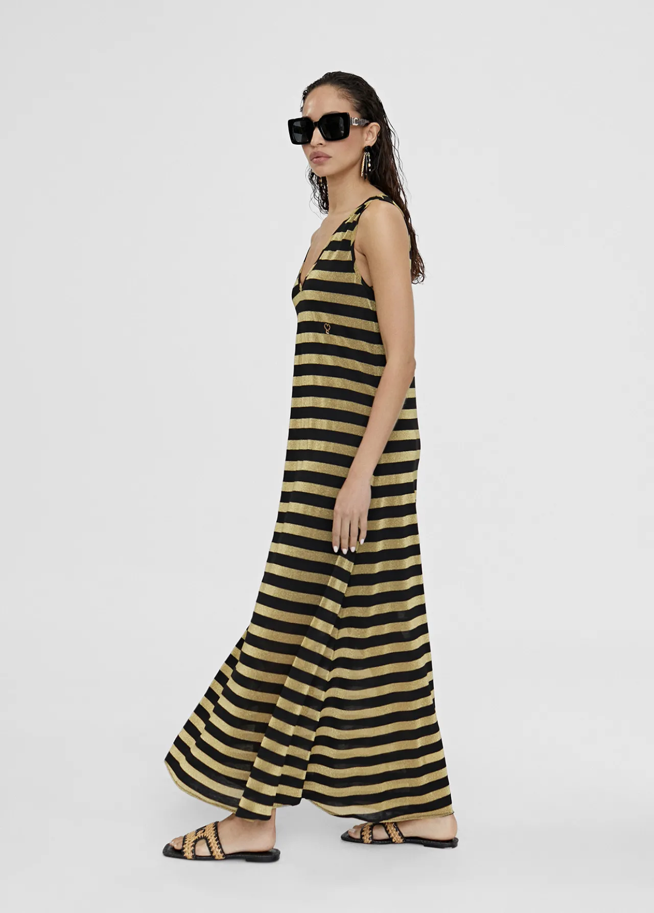 vestido_largo_de_rayas_3.webp Lola Casademunt Vestidos Y Faldas<Vestido largo de rayas NEGRO-METAL