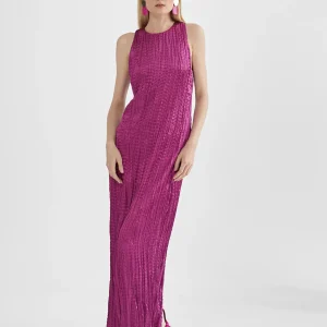 Lola Casademunt Vestidos Y Faldas<Vestido largo efecto plisado MAGENTA