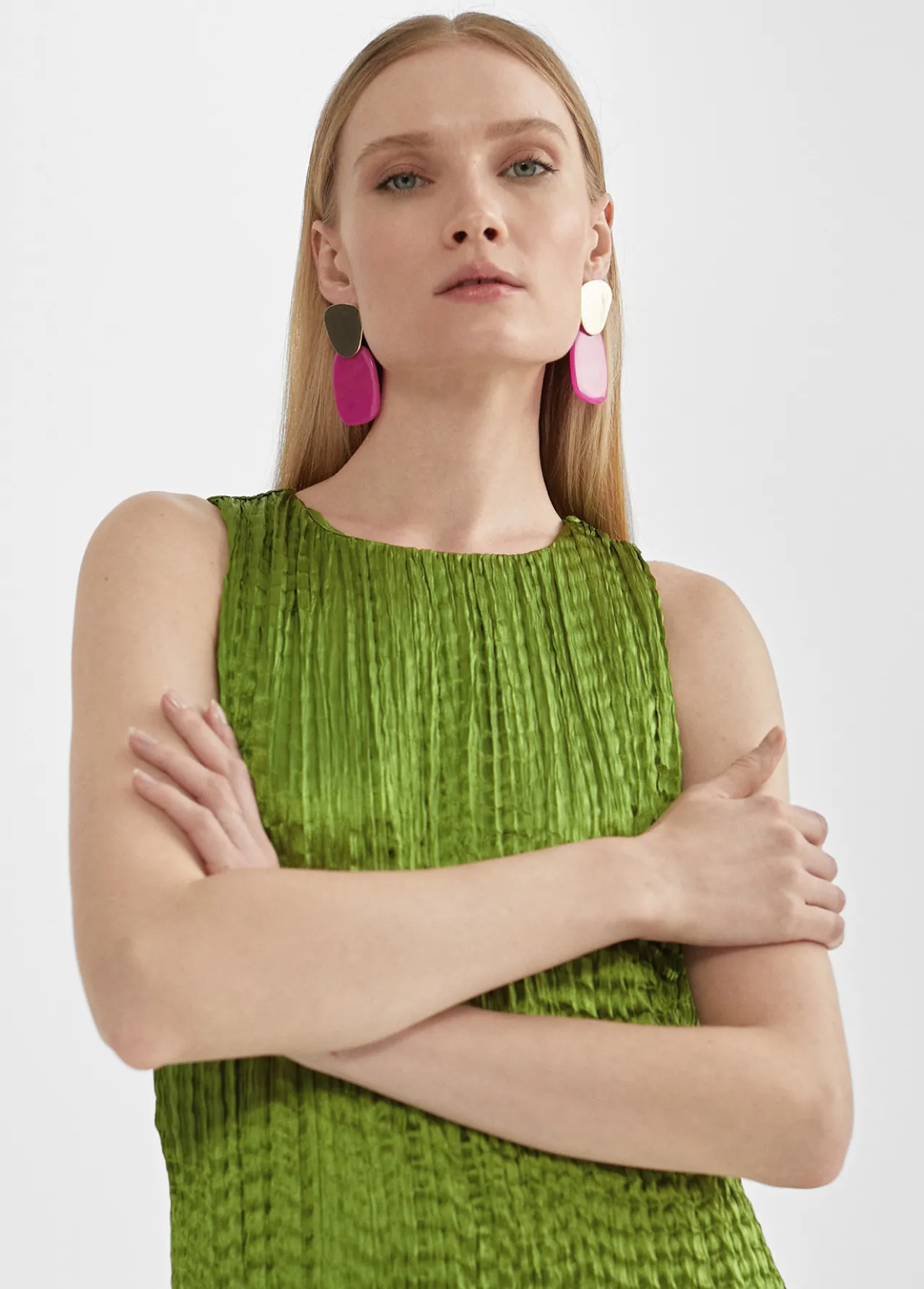 vestido_largo_efecto_plisado_2-1.webp Lola Casademunt Vestidos Y Faldas<Vestido largo efecto plisado MAGENTA