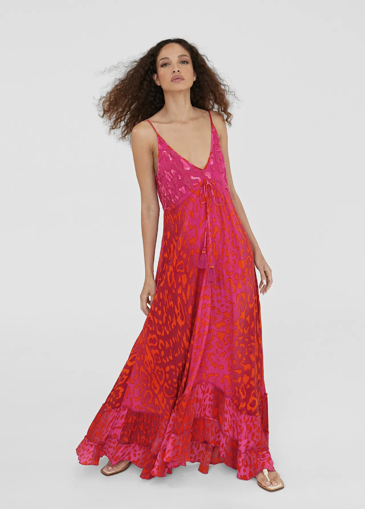 vestido_largo_estampado_animal_print_0.webp Lola Casademunt Baño<Vestido largo estampado animal print ROSA